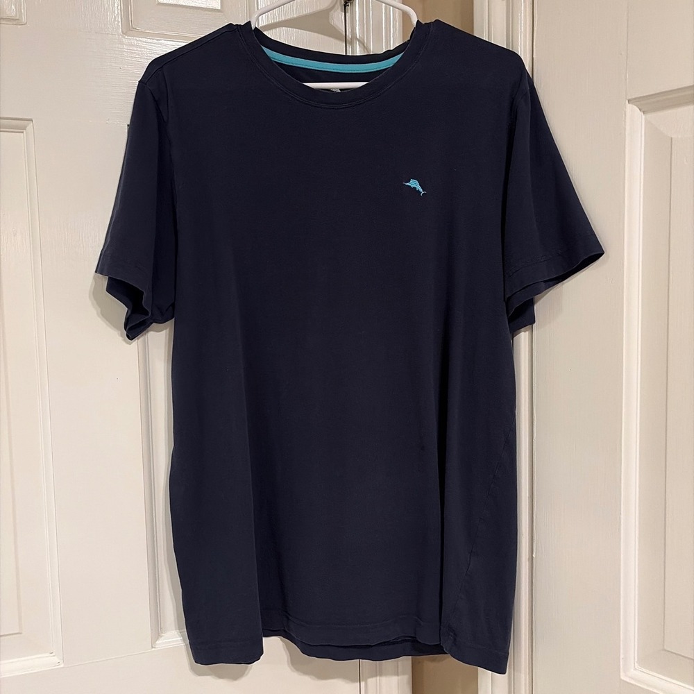 Tommy Bahama Mens Navy Blue Marlin Logo Cotton Stretch T-Shirt Size M